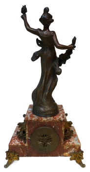 Valse Rose, Par Garapon - Kaminuhr mit weiblicher Jugendstilstatue