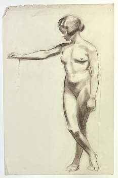 Karl Seubert, nude woman standing drawing