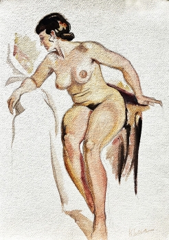 Karl Seubert, Frauenakt Aquarell