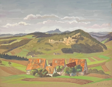 Karl Seubert, Landschaft mit Burg Hohenstein im Hintergrund