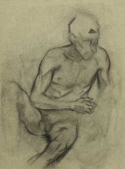 Karl Seubert, seated nude man