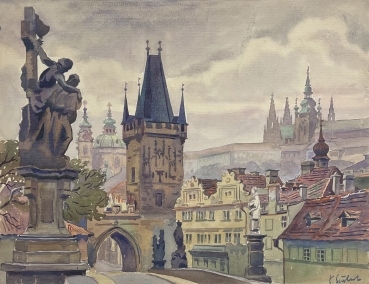 Karl Seubert, Prag Stadtansicht mit Karlsbrücke