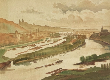 Karl Seubert, River view of Prague