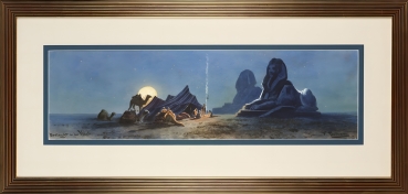 Friedrich Perlberg, Moonlit night in the desert - Sphinx of Jobina in Nubia