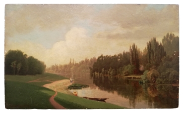 Max Baumgartner, Flusslandschaft mit zwei Anglern