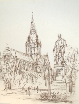 Ludwig Schäfer-Grohe, Glasgow Kathedrale mit David Livingstone Statue