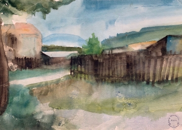 Georg Weidenbacher, landscape with fence