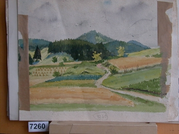 Hans Kern, Landschaft mit Feldweg/Bergpanorama