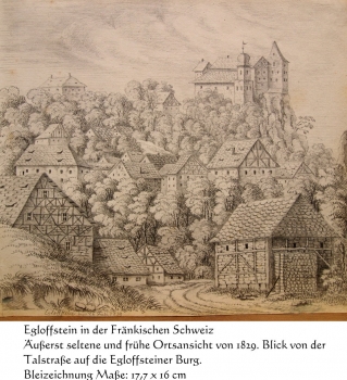 Bleizeichnung, Egloffstein in der Fränkischen Schweiz, 1829