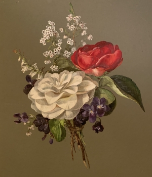 Signed illegibly, Biedermeier flower still life