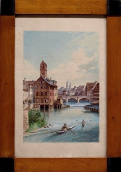 Biedermeier Maler, Blick über die Pegnitz in Nürnberg