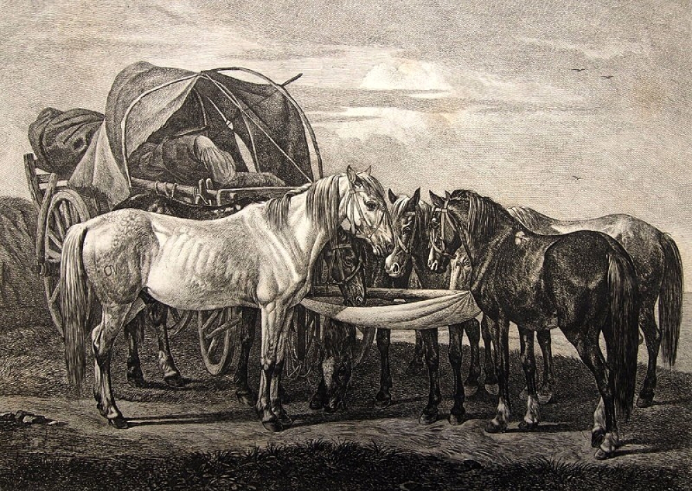 Johann Adam Klein, Fütterung der Pferde während einer Rast