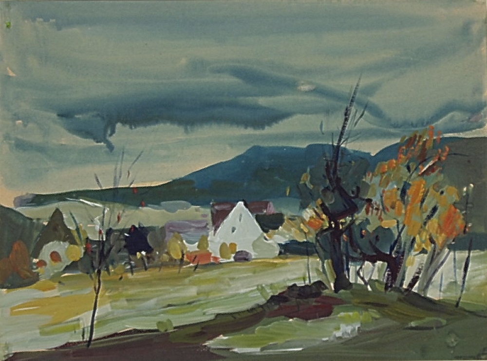 Deutscher Expressionist (ca. 1960), Blick auf ein Dorf