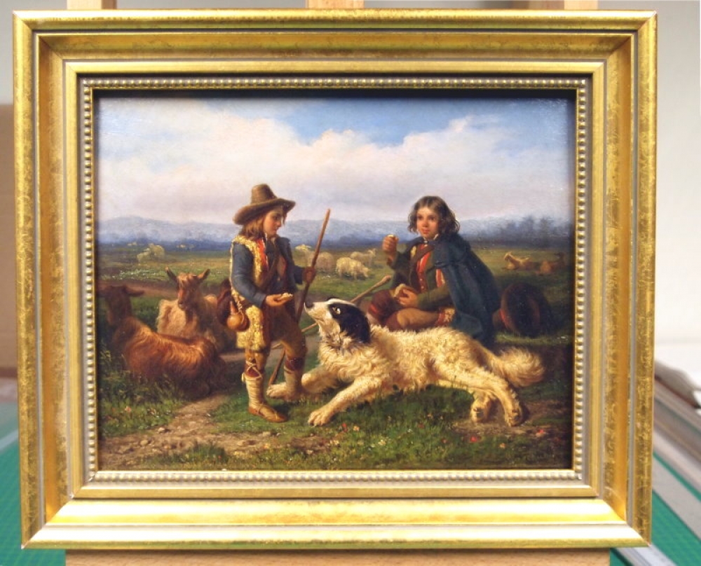 Rudolf Tschudi, Two shepherd boys with their flock and the shepherd dog