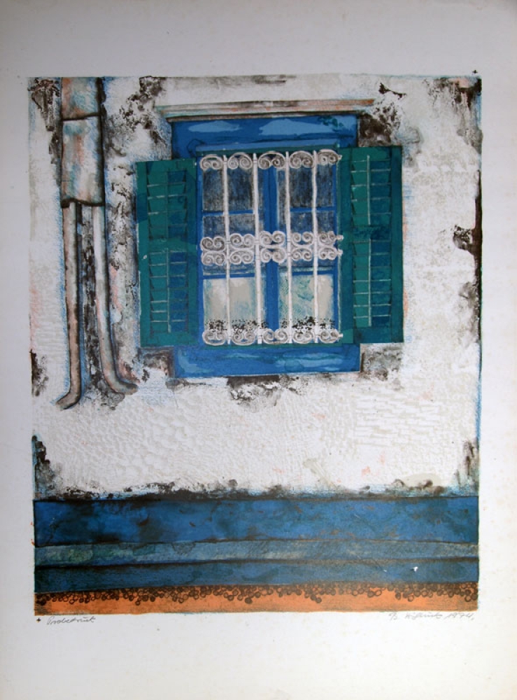 Brigitta Heyduck, (geb. 1936), Blaues Fenster