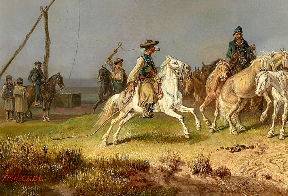 Heinrich Bürkel, Pferdefang in der Puszta