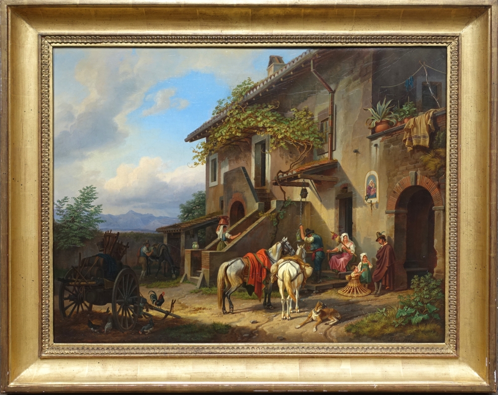 Johann Adam Klein, Rast vor einer Taverne