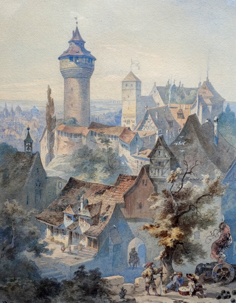 Friedrich Perlberg, View of the city of Nuremberg with the Imperial Castle