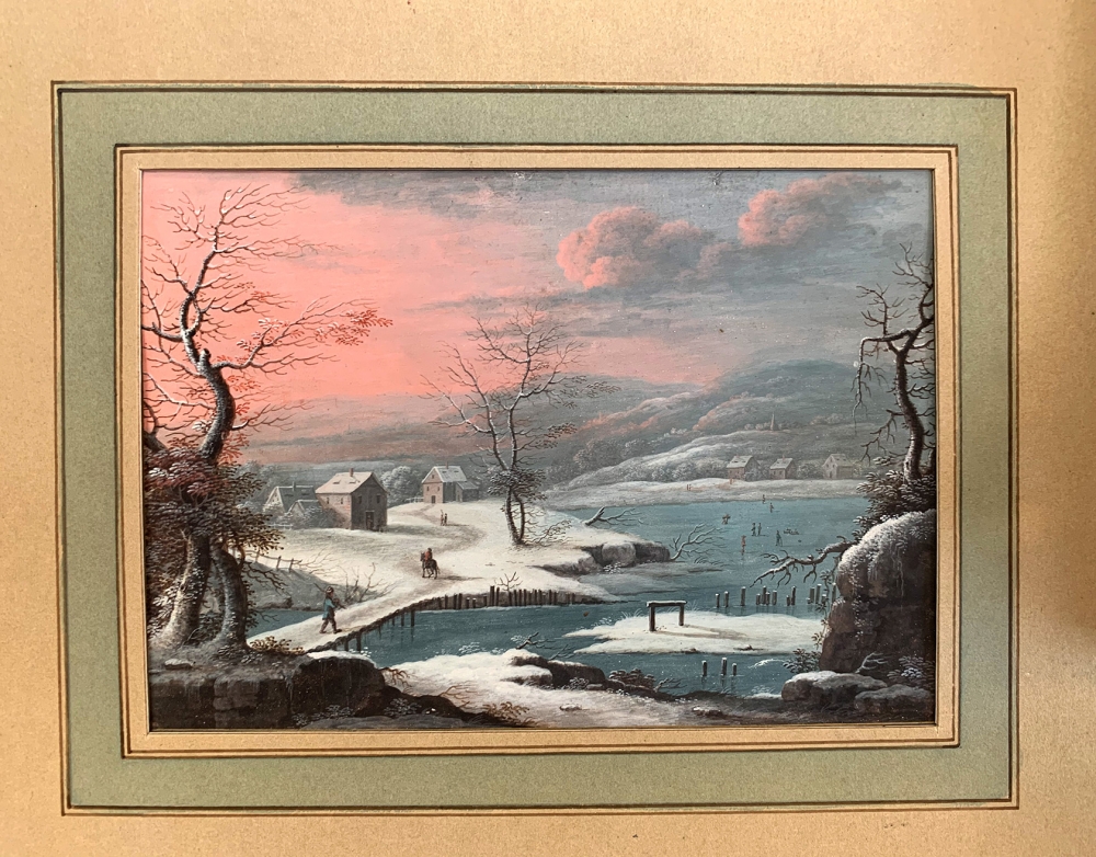 Georg Christoph G. von Bemmel, Winter landscape, river landscape with staffage