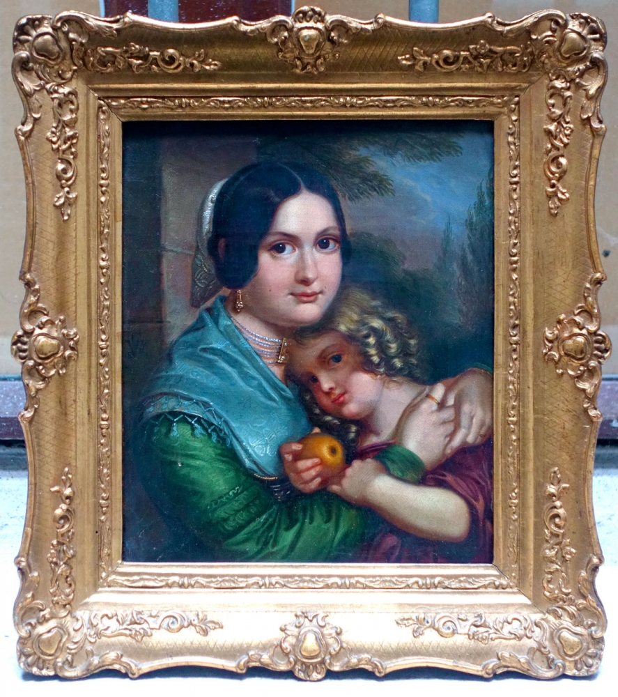 Georg Wilhelm Wanderer, Bildnis einer Mutter mit Kind, Biedermeier