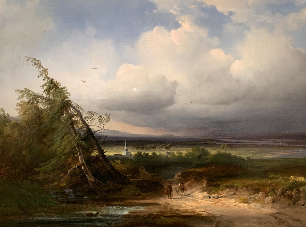 Pieter Francis Peters, Blick in eine weite Landschaft mit kleinem Dorf