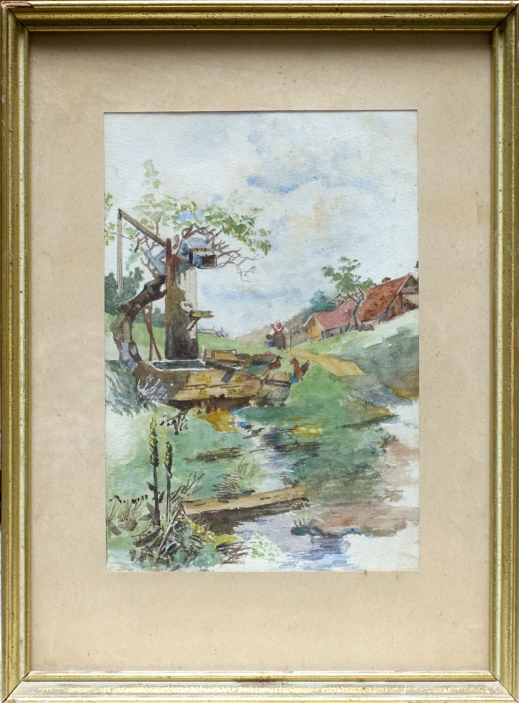 Karl Schultheiss zug., Bäuerlicher Landschaft mit Futtertrog