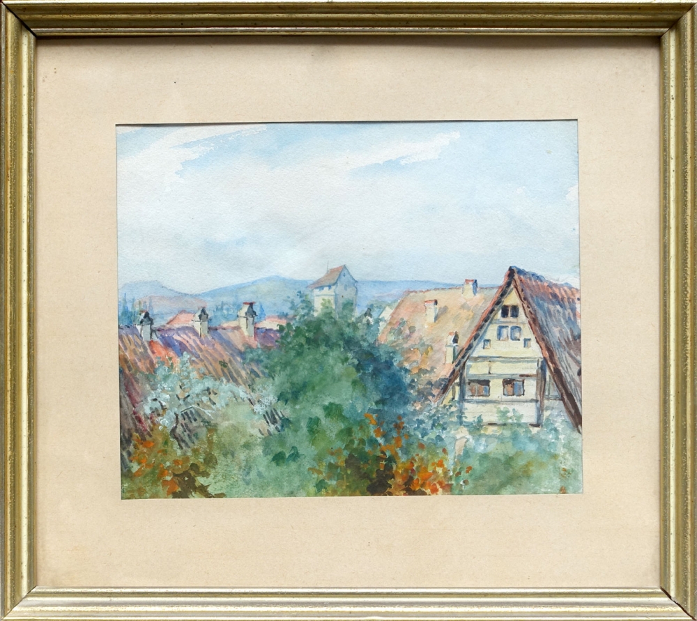 Karl Schultheiss atr., Village view with tower and half-timbered houses