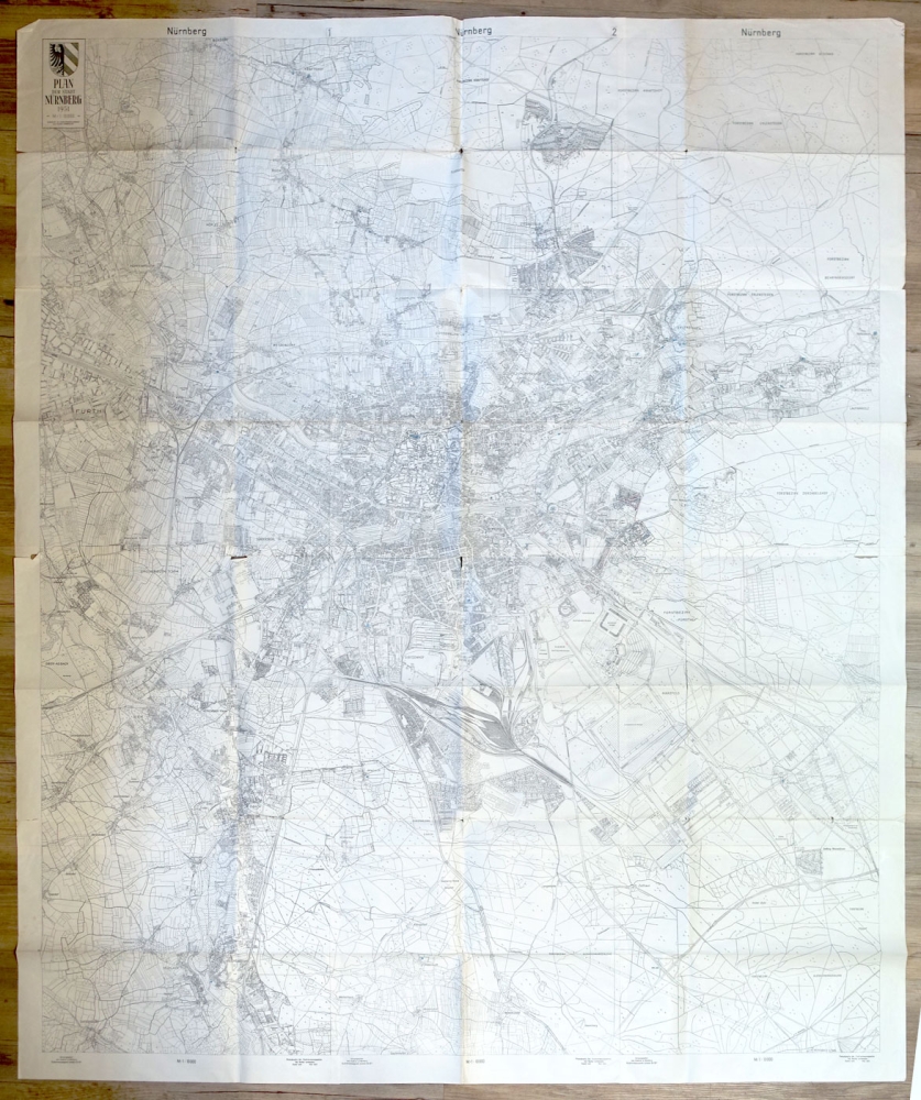 Großer Stadtplan der Stadt Nürnberg aus dem Jahr 1951