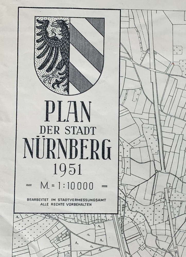 Großer Stadtplan der Stadt Nürnberg aus dem Jahr 1951