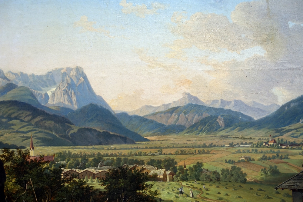 Max Joseph Wagenbauer, Blick von Garmisch Partenkirchen auf das Tal, die Alpspitze und die Zugspitze