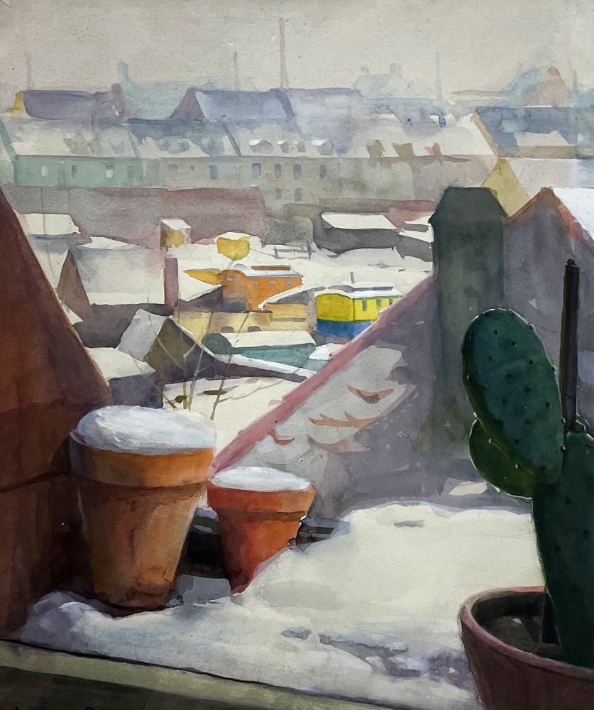 Andreas Bach, View from the Studio Window at the Snowy Nuremberg