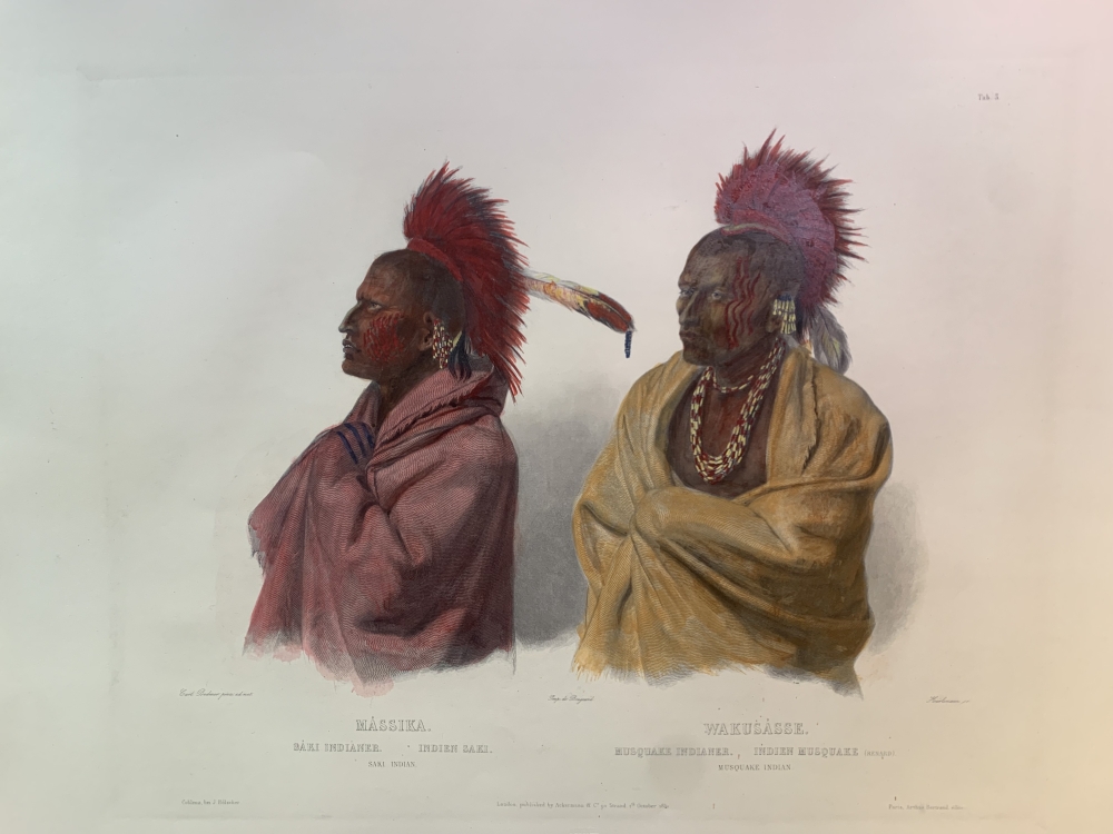 Karl Bodmer, Massika, Saki Indianer. Wakusasse, Musquake Indianer