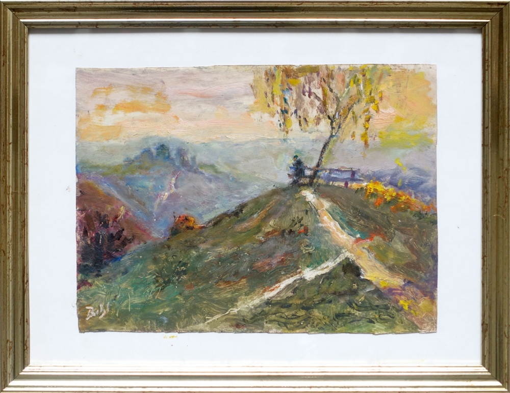 Unleserlich sign. (Impressionist), Rastender mit Bergpanorama