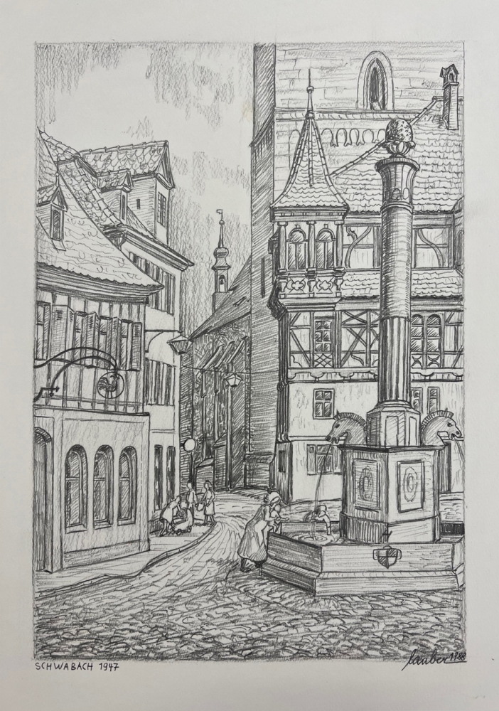 Laaber, Old Town Alley with Fountain in Schwabach 1947