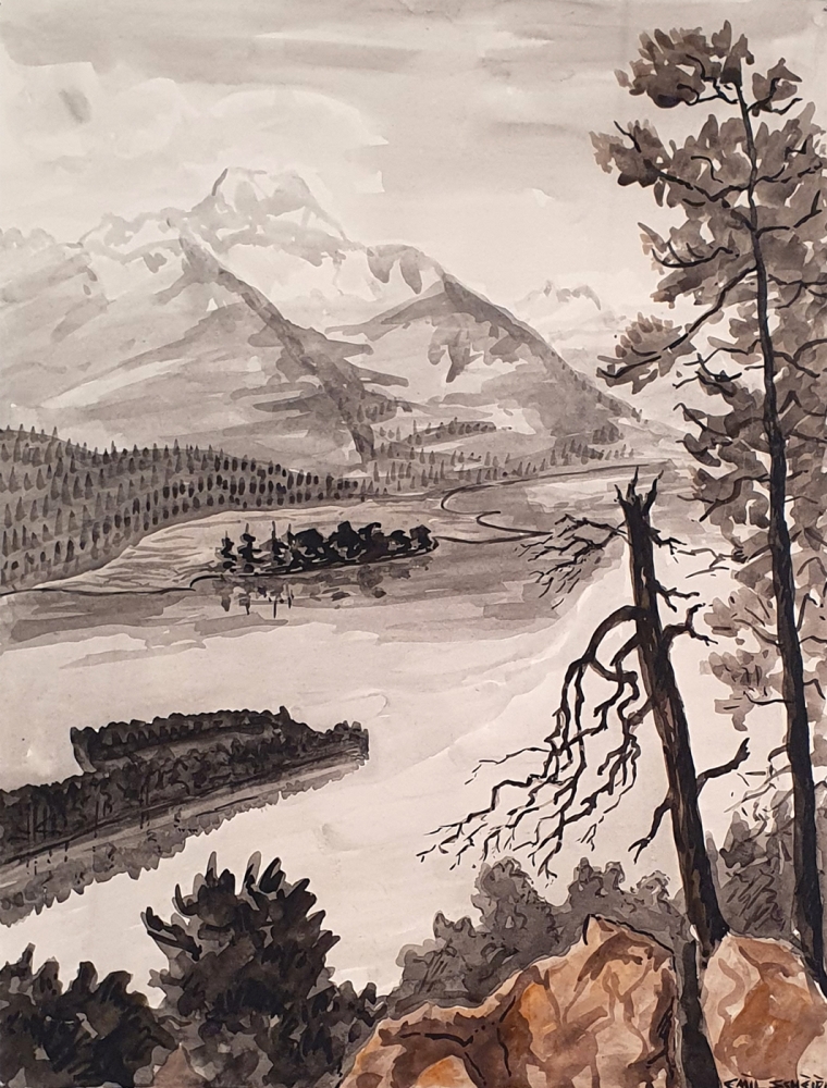 Emil Scheidig, Silsersee mit Piz da la Margna