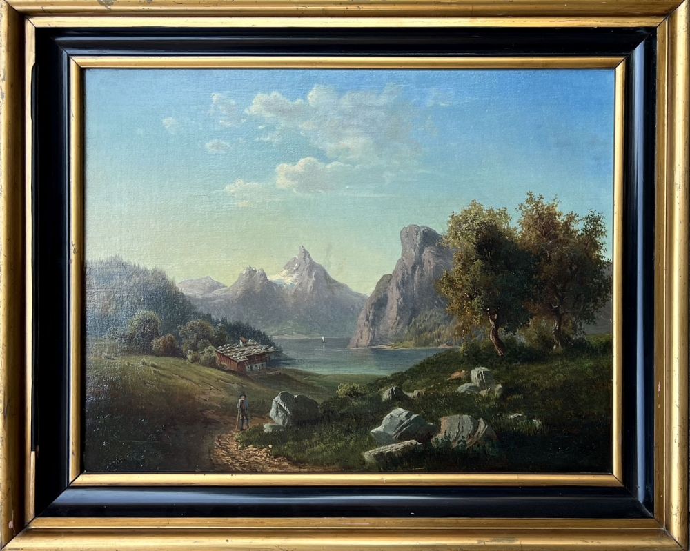 Rudolf Schneider, Romantische Landschaft mit Gebirgssee