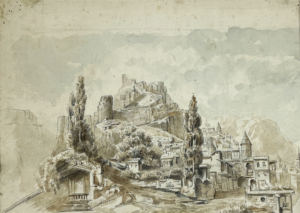 Waldemar Knoll, Schloß Gori,  Georgien, Studie zum berühmten Gemälde von W.Knoll