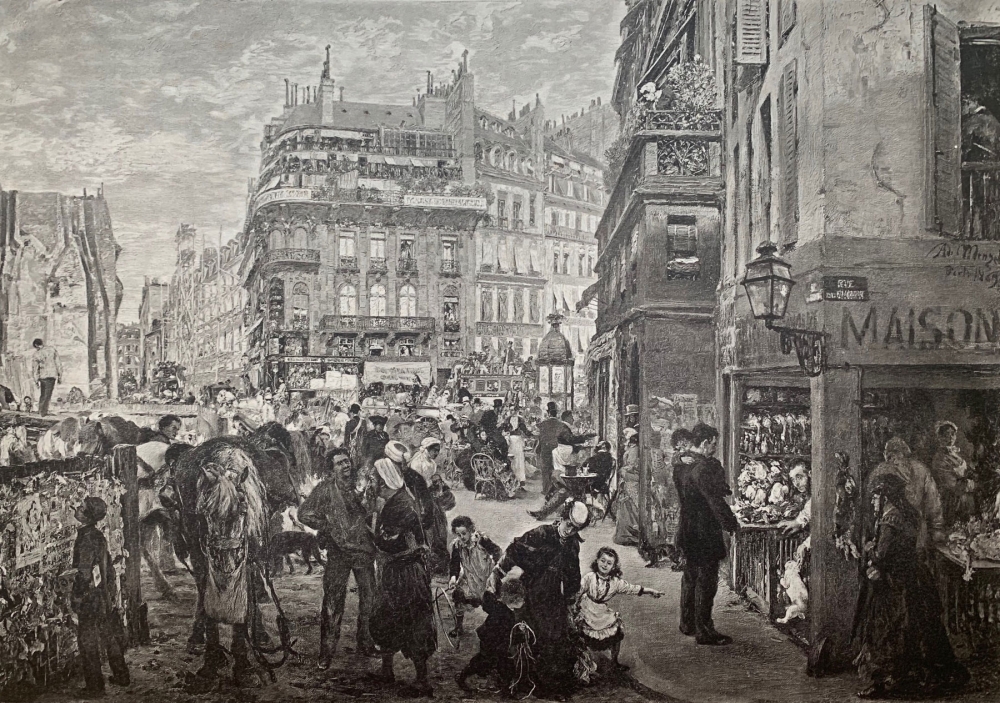 Adolf von Menzel, Wochentag einer Straße in Paris 1869