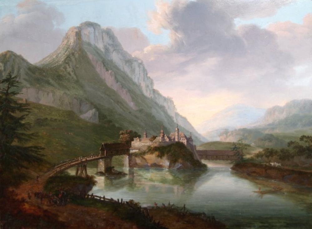 Friedrich Rosenberg?, Flußlandschaft (Schloß Ambras Tirol) Österreich