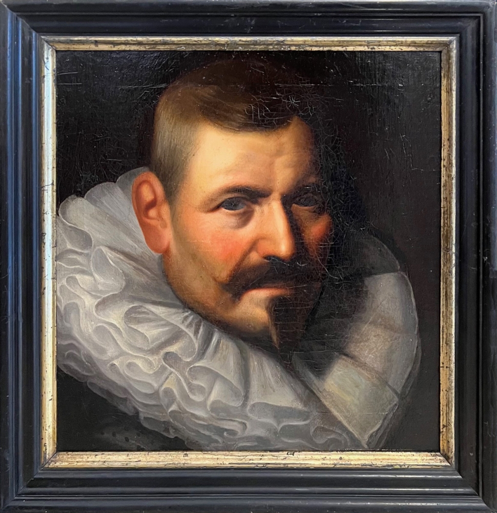 Michiel Jansz van Mierevelt Surrounding circle or successor, bust portrait of a gentleman with a white frilled collar