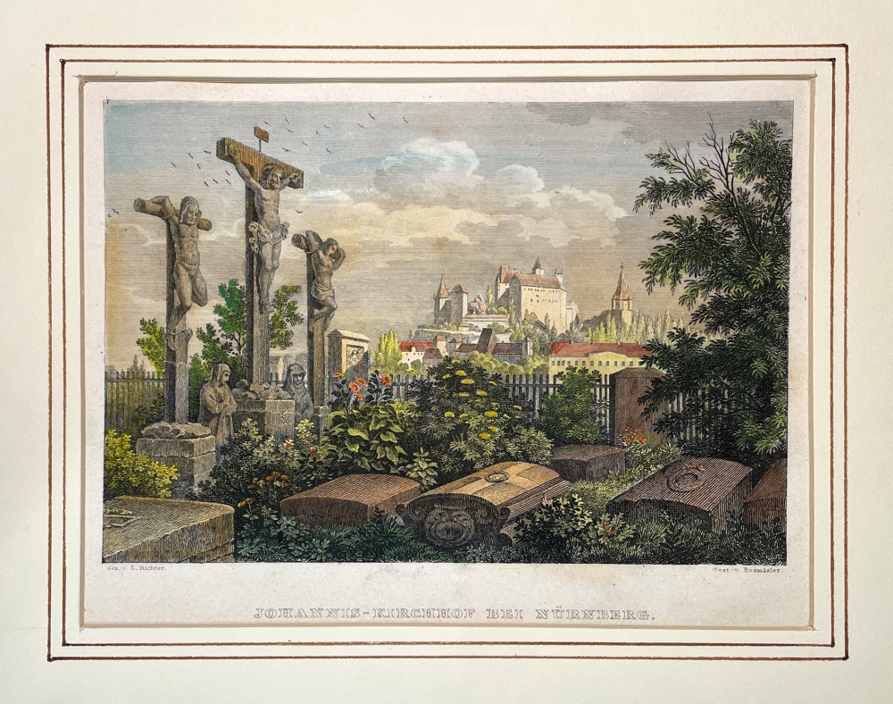 Ludwig Richter, St John's Cemetery with a view of Nuremberg Castle