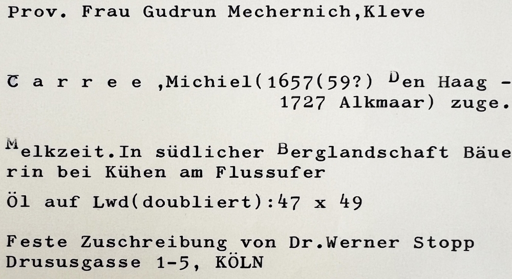 Michiel Carrée, Melkzeit - In südlicher Berglandschaft - Bäuerin mit Kühen an Flusslandschaft