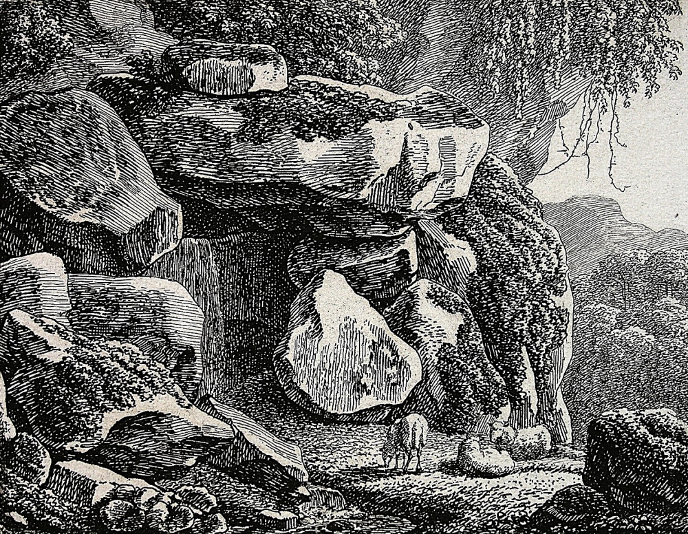 Johann Christian Reinhart, Drei Schafe An Der Felsgrotte