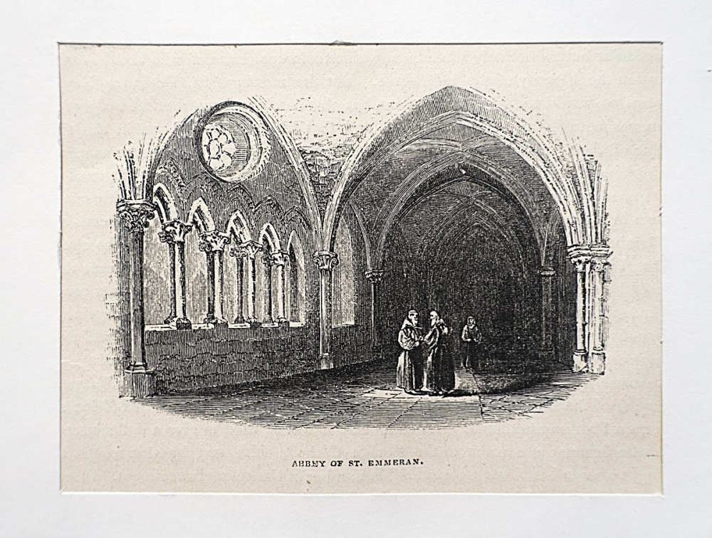 Regensburg Cathedral & St. Emmeram  steel engraving & wood engraving bundle - 19th century