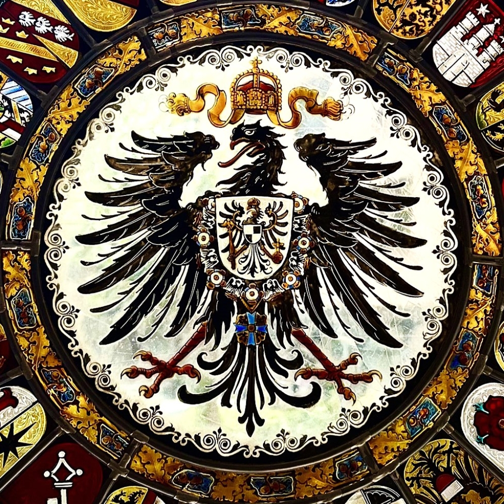 Reverse glass picture - Coat of arms disc of old federal states