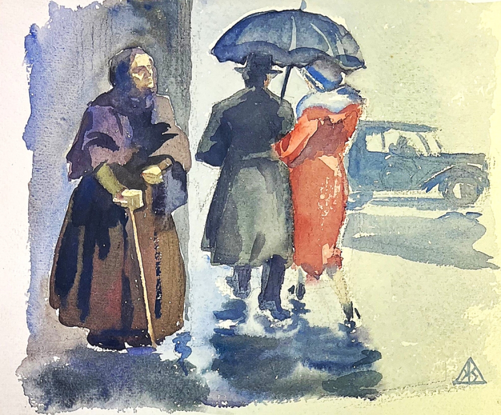 Karl Seubert, Spaziergang im Regen