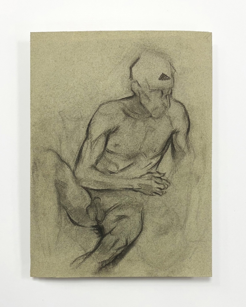 Karl Seubert, seated nude man