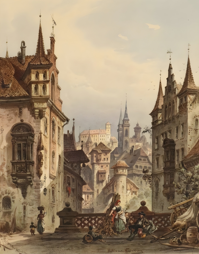 Friedrich Perlberg, Blick auf die Burg Nürnberg und Sebalduskirche