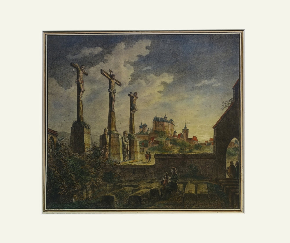 Domenico Quaglio, Churchyard of St. John with a view of Nuremberg Castle (1819)