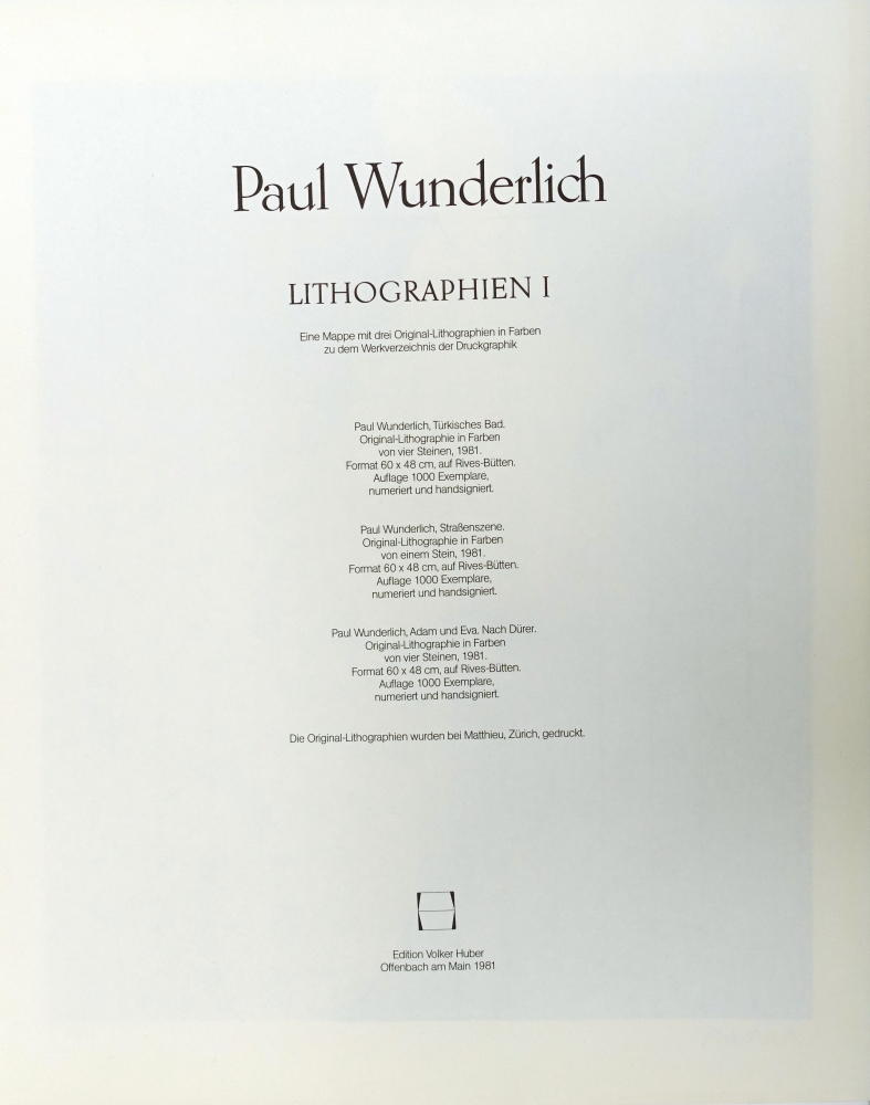 Paul Wunderlich, Lithographien I. (Mappe mit 3 Lithographien)